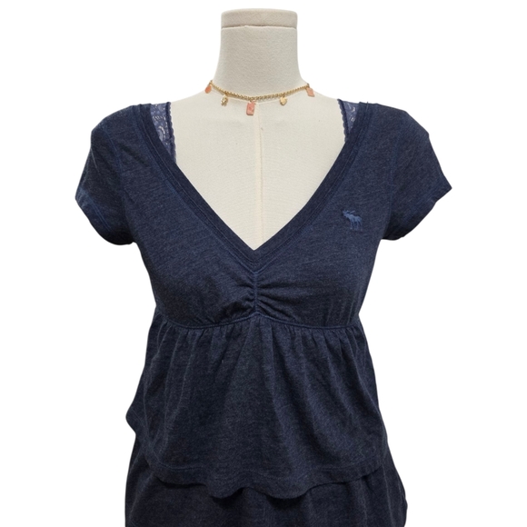 !! SOLD !!    Abercrombie Vintage Tiered Layered Vneck Babydoll Short Sleeve Top - Picture 2 of 6